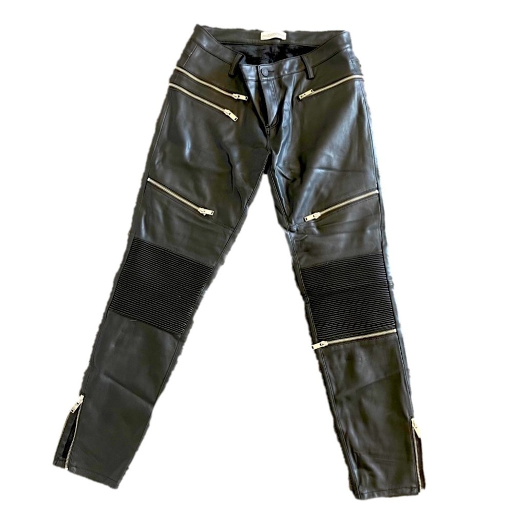 Zara Pleather motorcycle pants with zippers Size M/28